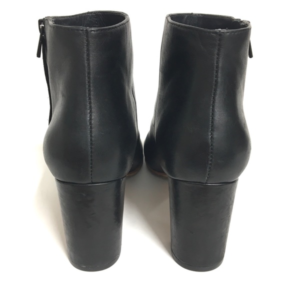 Loeffler Randall Ana-Va Block Heels Side Zip Leather Ankle Boots Black Size 6.5 - Picture 4 of 17